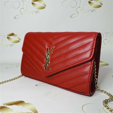 red ysl clutch bag